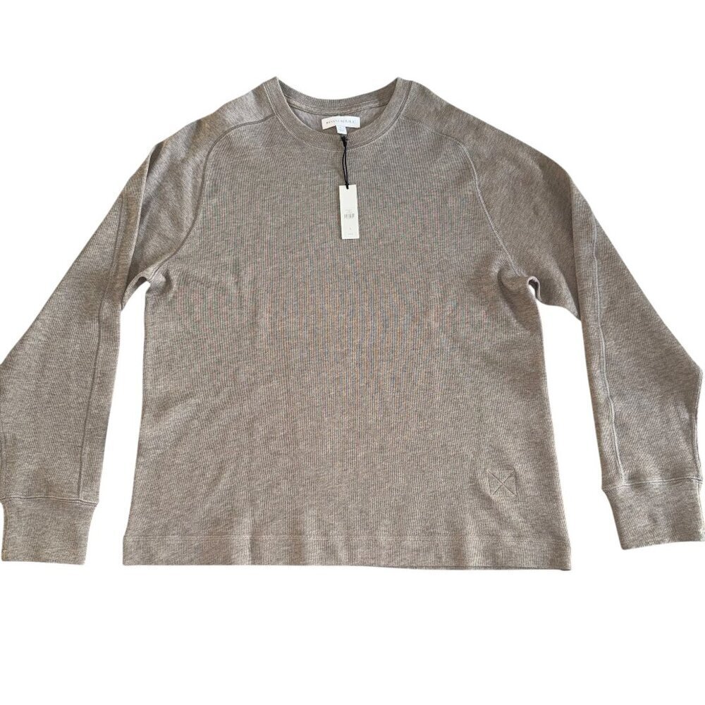 Banana Republic Thermal Waffle Knit Pullover Oatmeal Beige Mens Large NWT - Picture 2 of 8